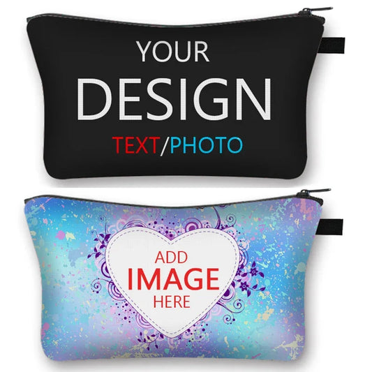 Custom Photo Logo Cosmetic Case Personalized Text Name Image Makeup Pouch Women Beauty Bags Napkin Lipstick Storage Bag Gift