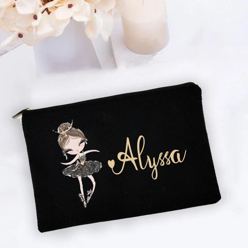 Dance Girl Pencil Case Personalized Custom Name Makeup Bag Gift for Girls Stationery Supplies Storage Bags Travel Toiletry Pouch