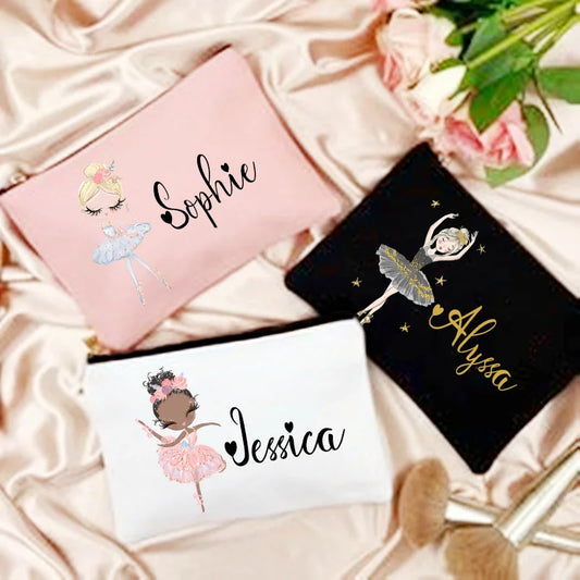 Dance Girl Pencil Case Personalized Custom Name Makeup Bag Gift for Girls Stationery Supplies Storage Bags Travel Toiletry Pouch